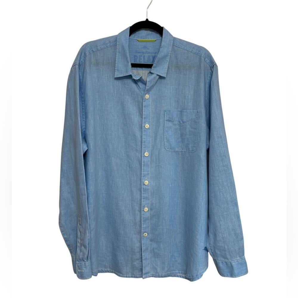 Tommy Bahama 100% Linen Relaxed Long Sleeve Button Down Shirt in Blue - Men’s L